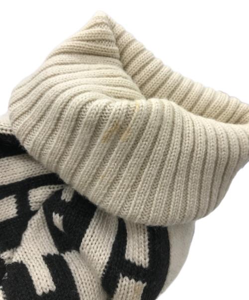 HERMES（エルメス）HERMES (エルメス) タートルネックH柄ジャガードニット ホワイト×ブラック サイズ:Mの古着・服飾アイテム