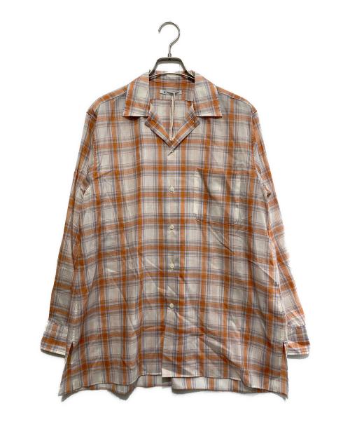 MAATEE&SONS（マーティーアンドサンズ）MAATEE&SONS (マーティーアンドサンズ) WOOL ONE PIECE COLLAR SHIRTS ブラウン×ホワイト サイズ:2 未使用品の古着・服飾アイテム