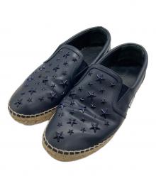 JIMMY CHOO（ジミーチュウ）の古着「スタッズフラットシューズ」｜ネイビー