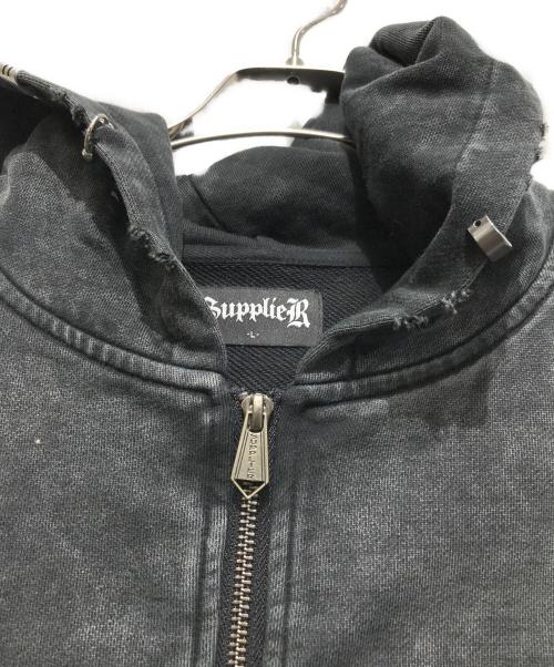 SUPPLIER（サプライヤー）SUPPLIER (サプライヤー) ラインストーンジップパーカー ブラック サイズ:SIZE Lの古着・服飾アイテム