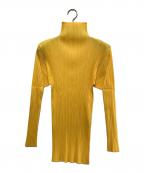 PLEATS PLEASEプリーツプリーズ）の古着「ハイネックカットソー」｜イエロー
