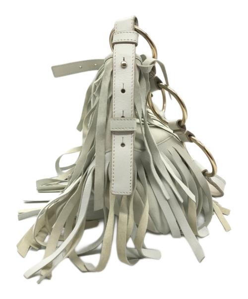 Yves Saint Laurent（イヴサンローラン）Yves Saint Laurent (イヴサンローラン) フリンジハンドバッグ ベージュの古着・服飾アイテム