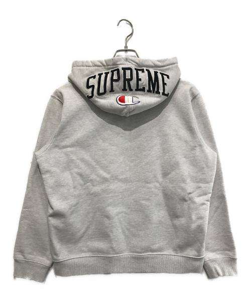 Champion（チャンピオン）Champion (チャンピオン) SUPREME (シュプリーム) Arc Logo Zip Up Sweat（アークロゴジップスウェット） ライトグレー サイズ:Mの古着・服飾アイテム