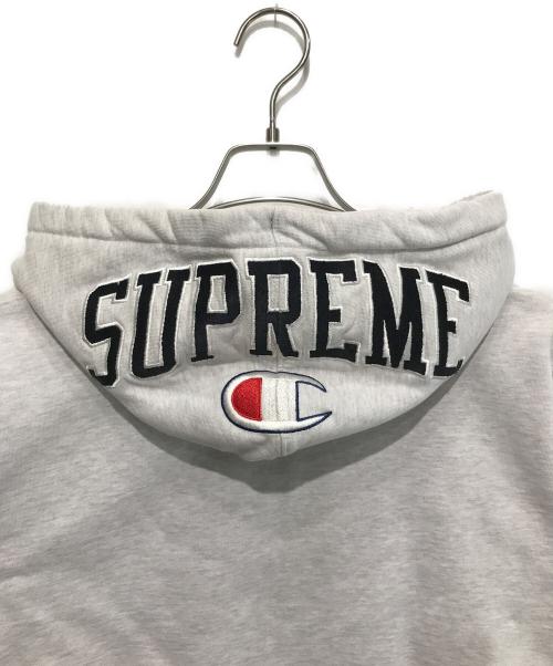 Champion（チャンピオン）Champion (チャンピオン) SUPREME (シュプリーム) Arc Logo Zip Up Sweat（アークロゴジップスウェット） ライトグレー サイズ:Mの古着・服飾アイテム