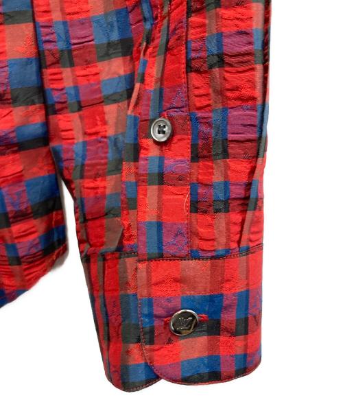 LOUIS VUITTON（ルイ ヴィトン）LOUIS VUITTON (ルイ ヴィトン) シルクチェックシャツ レッド×ブルー サイズ:Lの古着・服飾アイテム