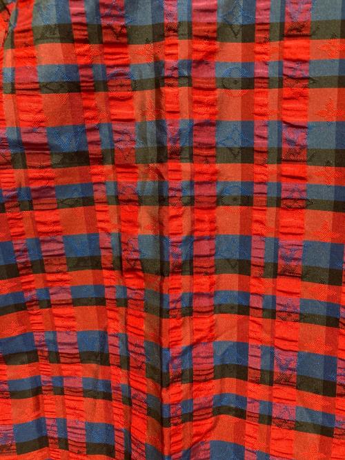 LOUIS VUITTON（ルイ ヴィトン）LOUIS VUITTON (ルイ ヴィトン) シルクチェックシャツ レッド×ブルー サイズ:Lの古着・服飾アイテム