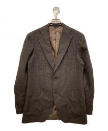 STUDIO by D'URBAN（スタジオバイダーバン）の古着「ｳｰﾙﾁｪｯｸ2Bﾃｰﾗｰﾄﾞｼﾞｬｹｯﾄ」｜ブラウン