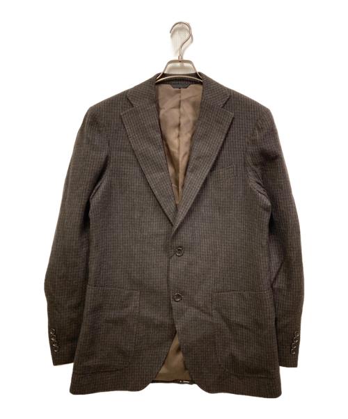 STUDIO by D'URBAN（スタジオバイダーバン）STUDIO by D'URBAN (スタジオバイダーバン) ｳｰﾙﾁｪｯｸ2Bﾃｰﾗｰﾄﾞｼﾞｬｹｯﾄ ブラウン サイズ:SIZE 96Y7 未使用品の古着・服飾アイテム