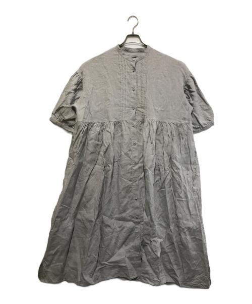 オオカミとフクロウ（オオカミトフクロウ）オオカミとフクロウ (オオカミトフクロウ) リネンピンタックブラウスワンピース グレー サイズ:Fの古着・服飾アイテム