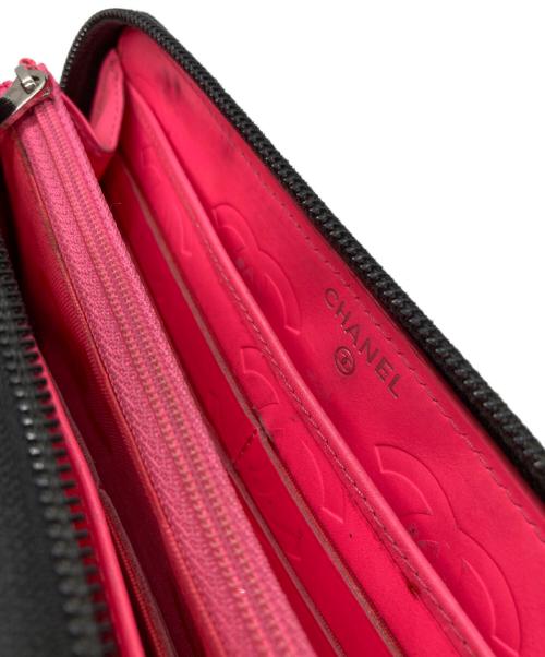 CHANEL（シャネル）CHANEL (シャネル) 長財布 ブラック×ピンクの古着・服飾アイテム