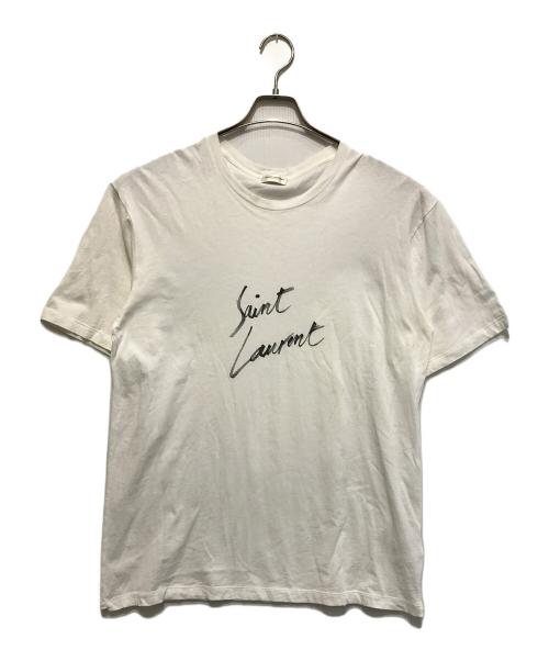 Saint Laurent Paris（サンローランパリ）Saint Laurent Paris (サンローランパリ) シグネチャーロゴプリントTシャツ ホワイト サイズ:Sの古着・服飾アイテム