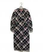 Kate Spadeケイトスペード）の古着「ウールブレンドチェックコート」｜ブラック×パープル