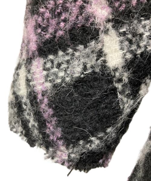 Kate Spade（ケイトスペード）Kate Spade (ケイトスペード) ウールブレンドチェックコート ブラック×パープル サイズ:2の古着・服飾アイテム