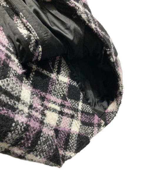 Kate Spade（ケイトスペード）Kate Spade (ケイトスペード) ウールブレンドチェックコート ブラック×パープル サイズ:2の古着・服飾アイテム