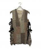 MALION VINTAGEマリオンヴィンテージ）の古着「ツイードパッチワークベスト」｜ブラウン