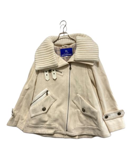 BURBERRY BLUE LABEL（バーバリーロンドンブルーレーベル）BURBERRY BLUE LABEL (バーバリーロンドンブルーレーベル) ライダースウールジャケット アイボリー サイズ:38の古着・服飾アイテム