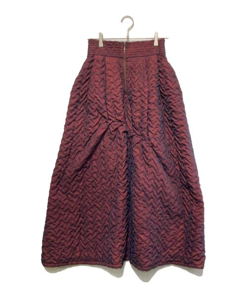 create clair（クリエイト クレイル）create clair (クリエイト クレイル) スモッキングキルティングスカート ボルドー サイズ:Mの古着・服飾アイテム