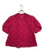 BALLSEYボールジィ）の古着「サークルフラワーエンブロイダリー キーネックブラウス」｜ピンク