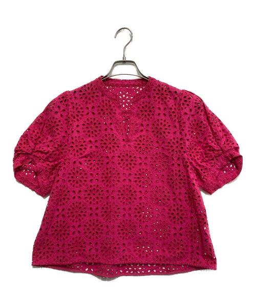 BALLSEY（ボールジィ）BALLSEY (ボールジィ) サークルフラワーエンブロイダリー キーネックブラウス ピンク サイズ:Sの古着・服飾アイテム