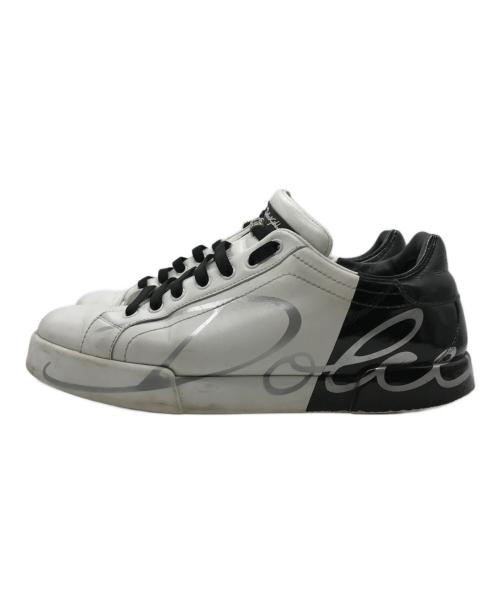 DOLCE & GABBANA（ドルチェ＆ガッバーナ）DOLCE & GABBANA (ドルチェ＆ガッバーナ) エナメルツートンスニーカー ブラック サイズ:7の古着・服飾アイテム