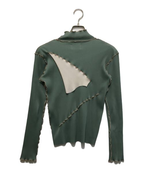 todo kotohayokozawa（トゥードゥー コトハヨコザワ）todo kotohayokozawa (トゥードゥー コトハヨコザワ) ハイネックプリーツカットソー ホワイト×グリーン サイズ:-の古着・服飾アイテム