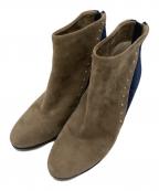 PELLICOペリーコ）の古着「スタッズショートブーツ」｜ブラウン×ネイビー