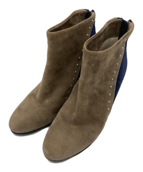 PELLICO（ペリーコ）PELLICO (ペリーコ) スタッズショートブーツ ブラウン×ネイビー サイズ:36の古着・服飾アイテム