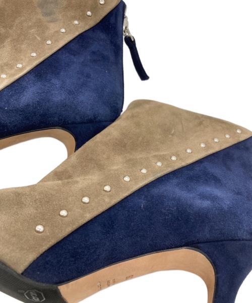 PELLICO（ペリーコ）PELLICO (ペリーコ) スタッズショートブーツ ブラウン×ネイビー サイズ:36の古着・服飾アイテム