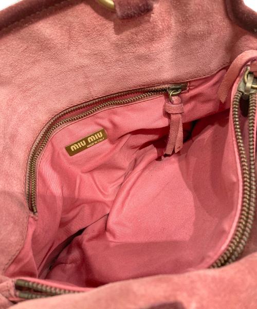 MIU MIU（ミュウミュウ）MIU MIU (ミュウミュウ) suede leather handbag/スウェード レザー ハンドバッグ ピンクの古着・服飾アイテム