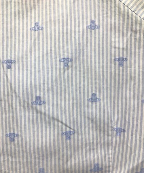Vivienne Westwood（ヴィヴィアンウエストウッド）Vivienne Westwood (ヴィヴィアンウエストウッド) ストライプボウタイブラウス ホワイト×ブルー サイズ:3の古着・服飾アイテム