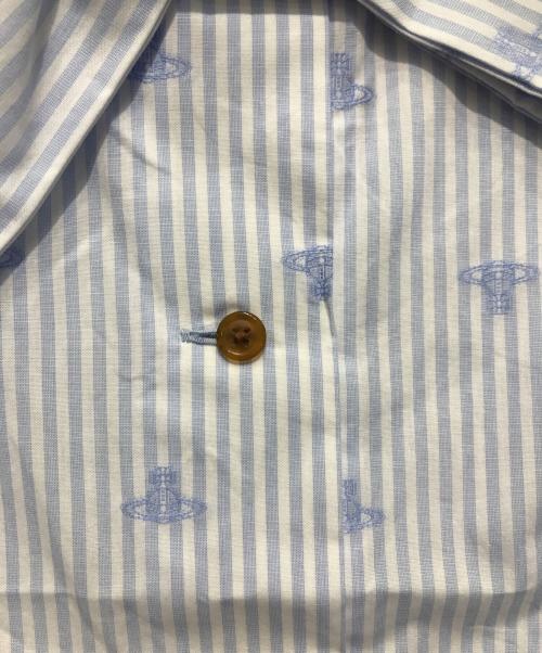 Vivienne Westwood（ヴィヴィアンウエストウッド）Vivienne Westwood (ヴィヴィアンウエストウッド) ストライプボウタイブラウス ホワイト×ブルー サイズ:3の古着・服飾アイテム