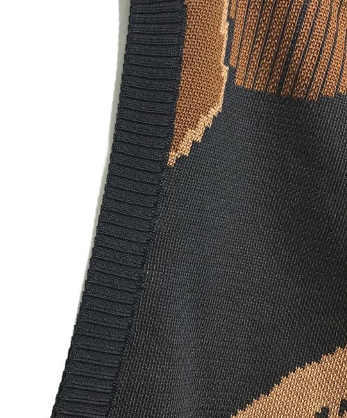 BALENCIAGA（バレンシアガ）BALENCIAGA (バレンシアガ) 16AWカットデザインニットベスト ブラック×ブラウン サイズ:34の古着・服飾アイテム
