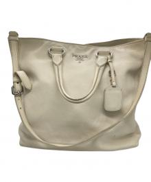 PRADA（プラダ）の古着「２wayレザートートバッグ」｜ホワイト