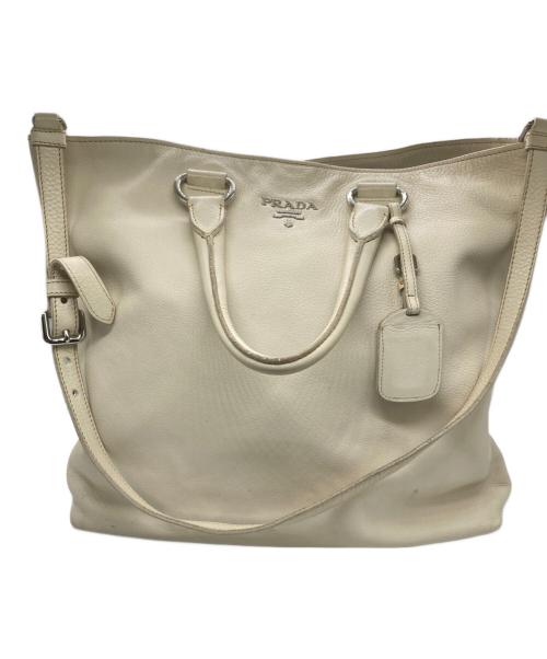 PRADA（プラダ）PRADA (プラダ) ２wayレザートートバッグ ホワイトの古着・服飾アイテム