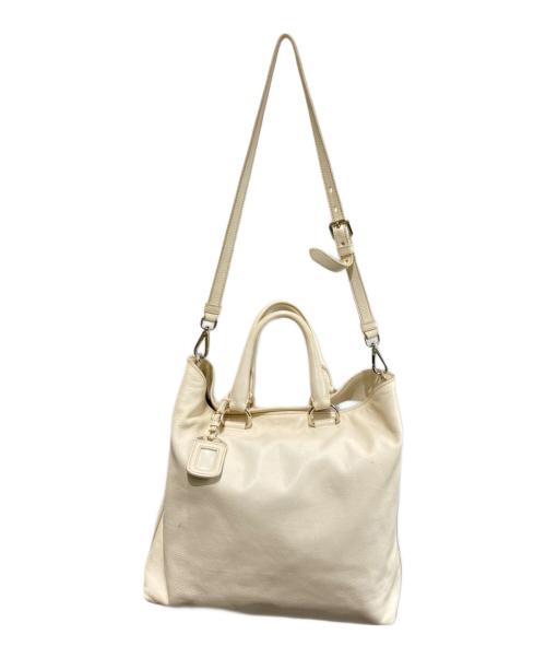 PRADA（プラダ）PRADA (プラダ) ２wayレザートートバッグ ホワイトの古着・服飾アイテム