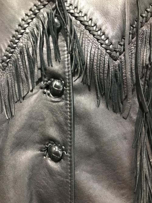 Mealey's Pitic Leather（メアリーズ）MEALEY'S PITIC LEATHER (メアリーズ) 古着フリンジレザーレザージャケット ブラック サイズ:8の古着・服飾アイテム