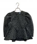 KUMIKYOKUクミキョク）の古着「ペプラムドットブラウス」｜ブラック×ホワイト