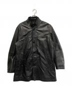 BOSS HUGO BOSSボス ヒューゴボス）の古着「レザーコート」｜ブラック