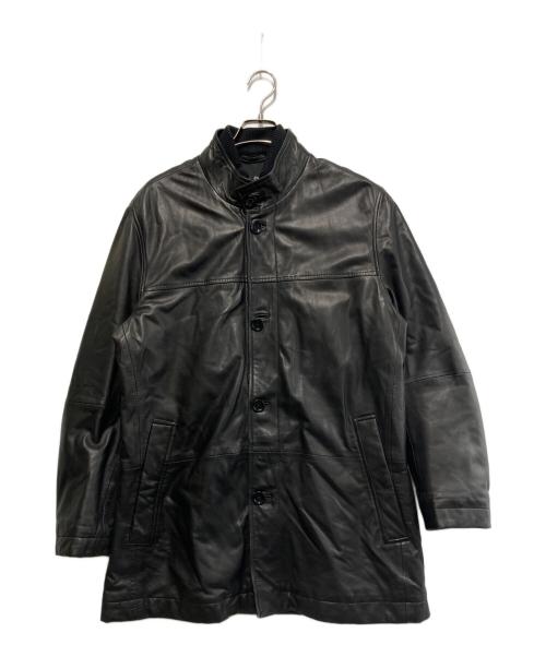 BOSS HUGO BOSS（ボス ヒューゴボス）BOSS HUGO BOSS (ボス ヒューゴボス) レザーコート ブラック サイズ:SIZE 52の古着・服飾アイテム