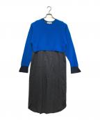ENFOLDエンフォルド）の古着「Firm Wool Combination DRESS」｜ブルー×グレー
