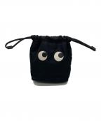 ANYA HINDMARCHアニヤ・ハインドマーチ）の古着「アイズドローストリングポーチ」｜ブラック