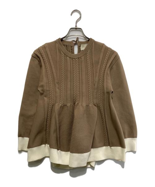 UNITED ARROWS（ユナイテッドアローズ）UNITED ARROWS (ユナイテッドアローズ) ケーブル ペプラム ロングスリーブ ニット ブラウン サイズ:-の古着・服飾アイテム