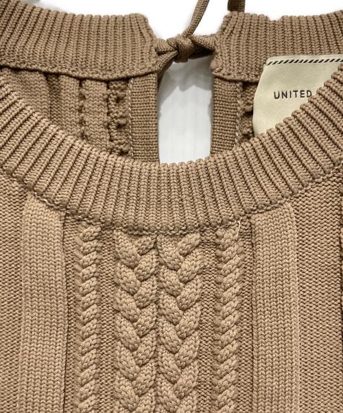 UNITED ARROWS（ユナイテッドアローズ）UNITED ARROWS (ユナイテッドアローズ) ケーブル ペプラム ロングスリーブ ニット ブラウン サイズ:-の古着・服飾アイテム