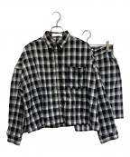 HER LIP TOハーリップトゥ）の古着「チェックシャツセットアップ」｜ホワイト×ブラック