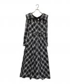 HER LIP TOハーリップトゥ）の古着「Coutume Plaid Flare Dress」｜グレー