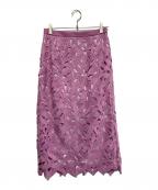 ADOREアドーア）の古着「モダンリーフレーススカート」｜ピンク