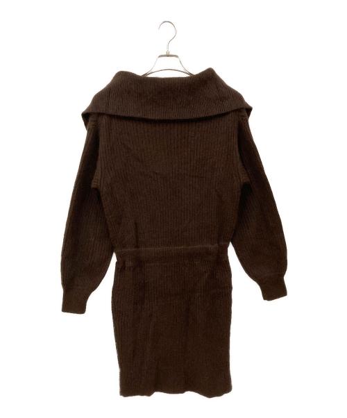 HER LIP TO（ハーリップトゥ）Her lip to (ハーリップトゥ) Half Zip Knit Mini Dress ブラウン サイズ:SIZE Mの古着・服飾アイテム