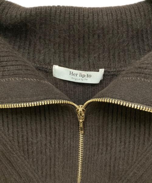HER LIP TO（ハーリップトゥ）Her lip to (ハーリップトゥ) Half Zip Knit Mini Dress ブラウン サイズ:SIZE Mの古着・服飾アイテム