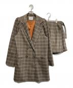Ameriアメリ）の古着「PUFF CHECK JACKET WITH SKIRT PANT」｜ブラウン