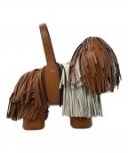 JW PEIジェイダブリューペイ）の古着「ドッグモチーフフリンジ2WAYバッグ」｜ブラウン×ホワイト